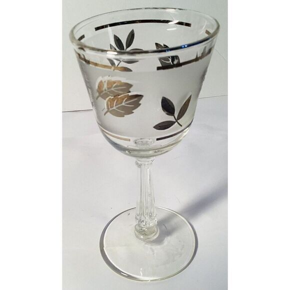 Vintage Libbey Silver Leaf Frosted Stemmed Wine /Cordial/Sherry Glasses Set Of 4 - Picture 6 of 7